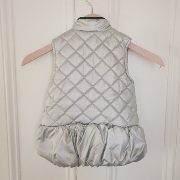 Calvin Klein Jeans Silver Quilted Vest - Size 4 - Picture 2 of 4